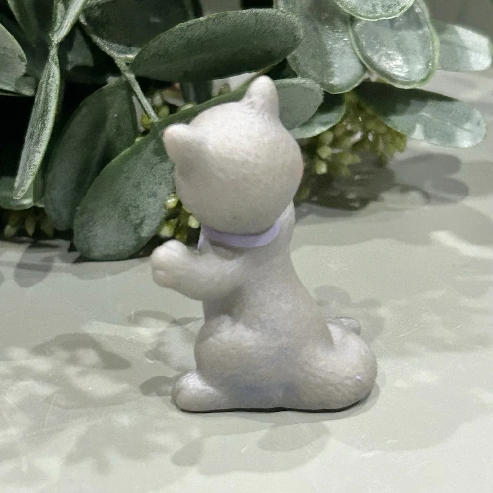 Fisher Price Loving Family Vintage 99' Dollhouse Gray Pet Standing Cat Kitten
